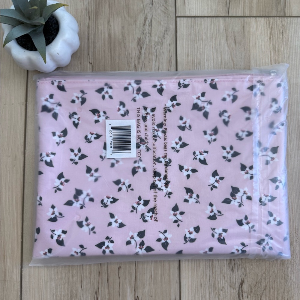 New Kate Spade ♠️ Large Zip Canvas Pouch Pink Makeup Bag - Picture 2 of 5